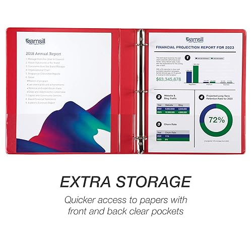Vista 123 de Samsill (MP128567) - Carpeta de 3 anillos redondos de 2 pulgadas, fabricada en los EE. UU., con cubierta transparente personalizable para insertos
