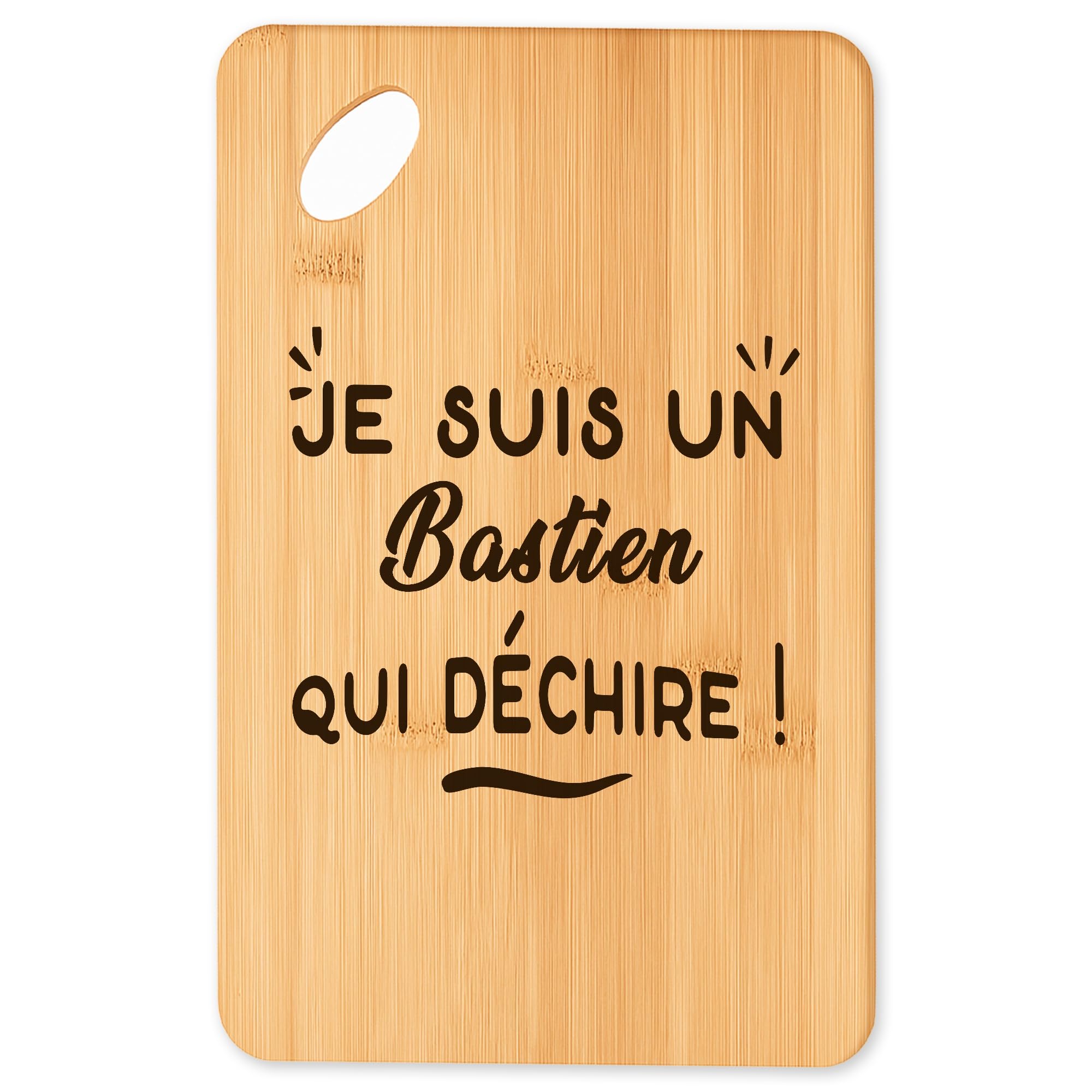 Cadeau original de cuisine avec la planche à découper gravée Bastien