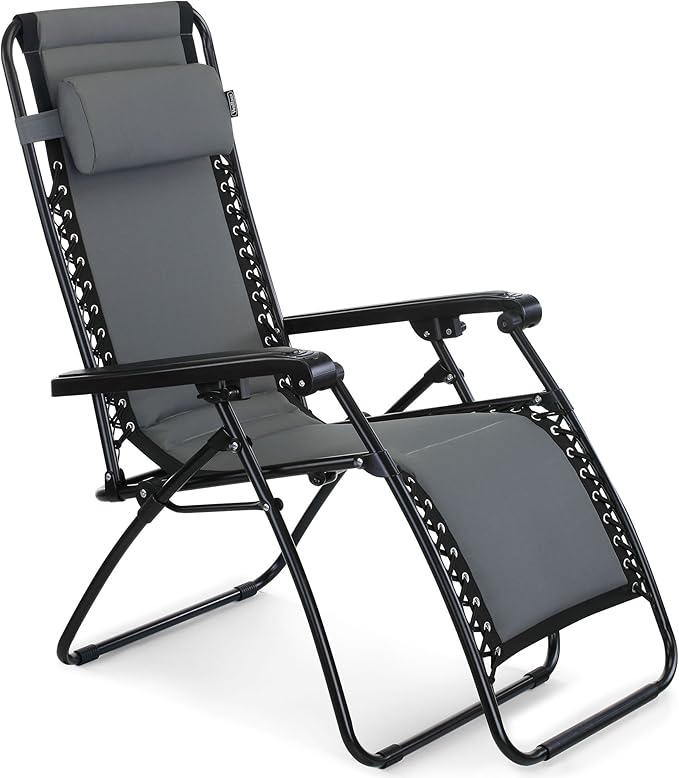 VonHaus Zero Gravity Chair Textoline Folding Sun Lounger for Garden