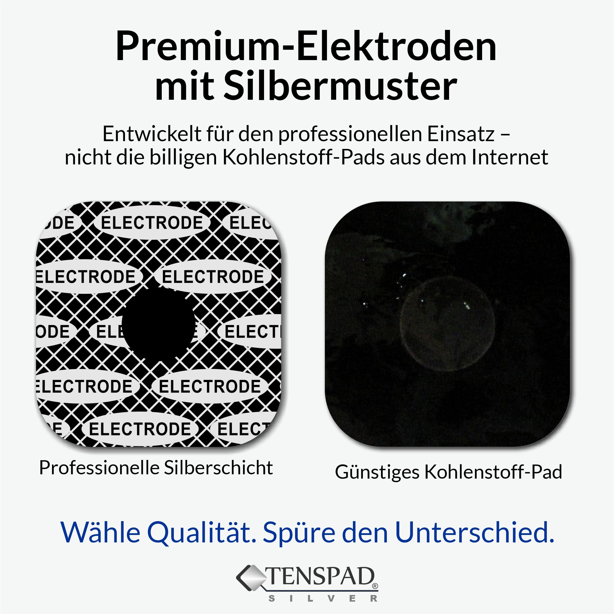 12 Elektroden mit Silber Muster für Compex (8 Elektroden 50x50mm und 4 Elektroden 50x100mm mit 2 SNAP-Anschlüssen)