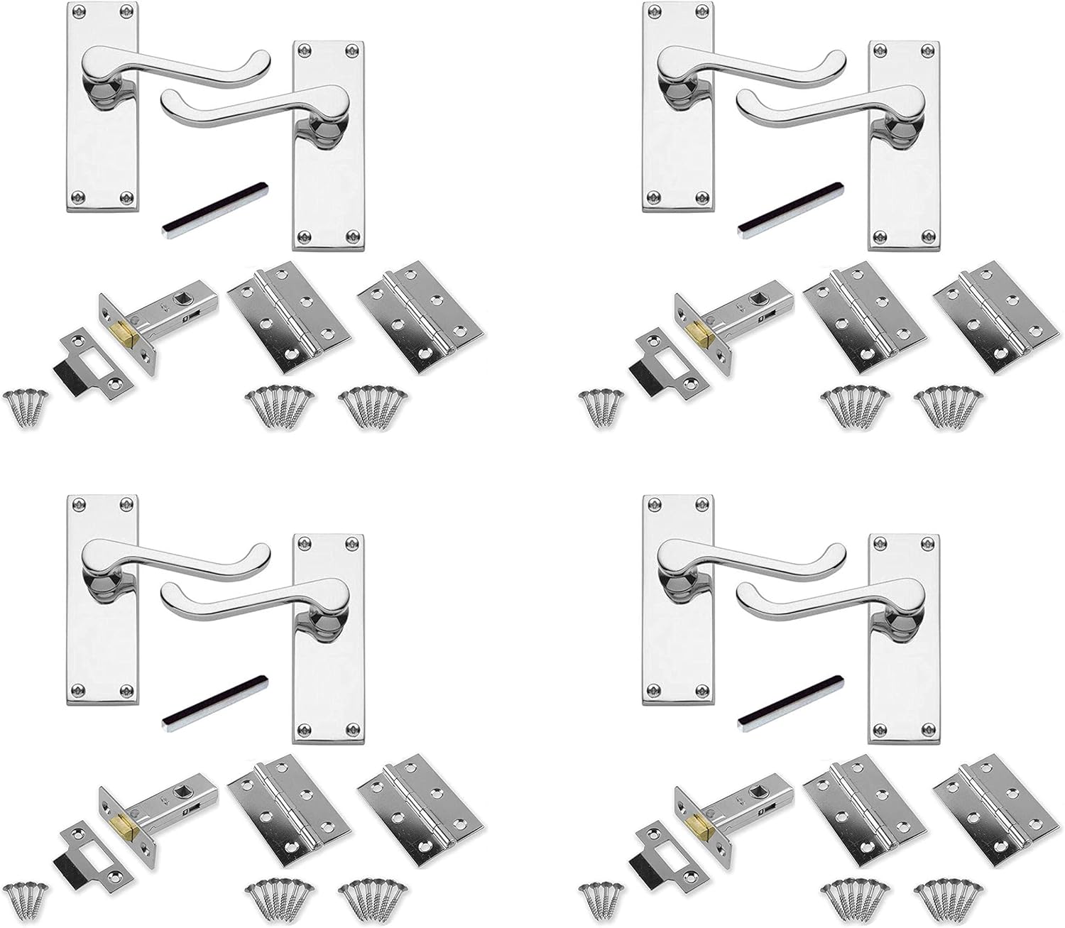 Victorian Scroll Latch Polished Chrome Latch Hinge Pack - View #10