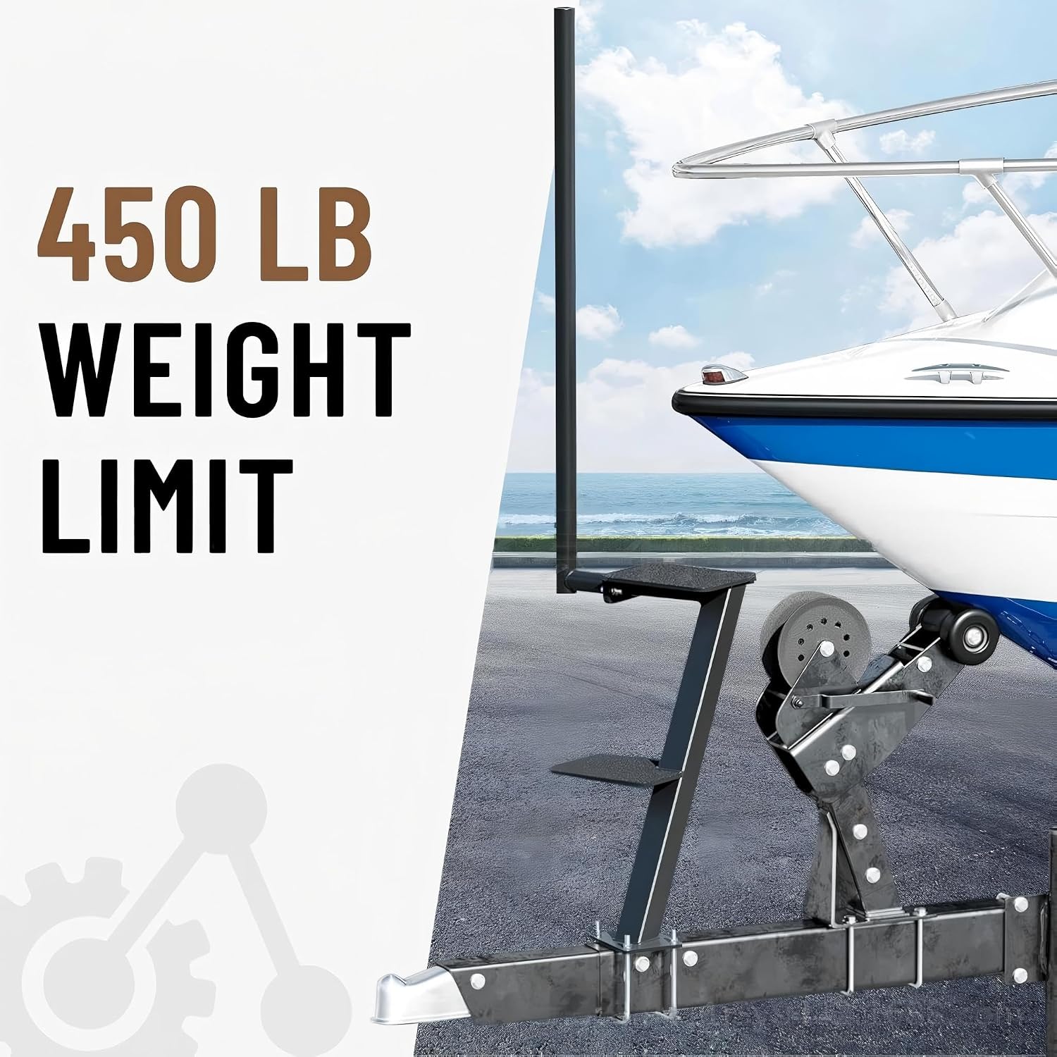 Boat Trailer Steps with Safety Handle, Non-Slip 450lb HD