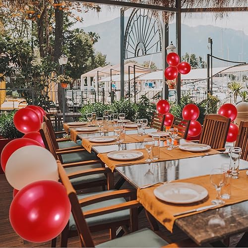 Miniatura 5 de Paquete de 120 globos de color rojo perla, globos brillantes de látex rojo real de 12 pulgadas para cumpleaños, boda, baby shower, Halloween.
