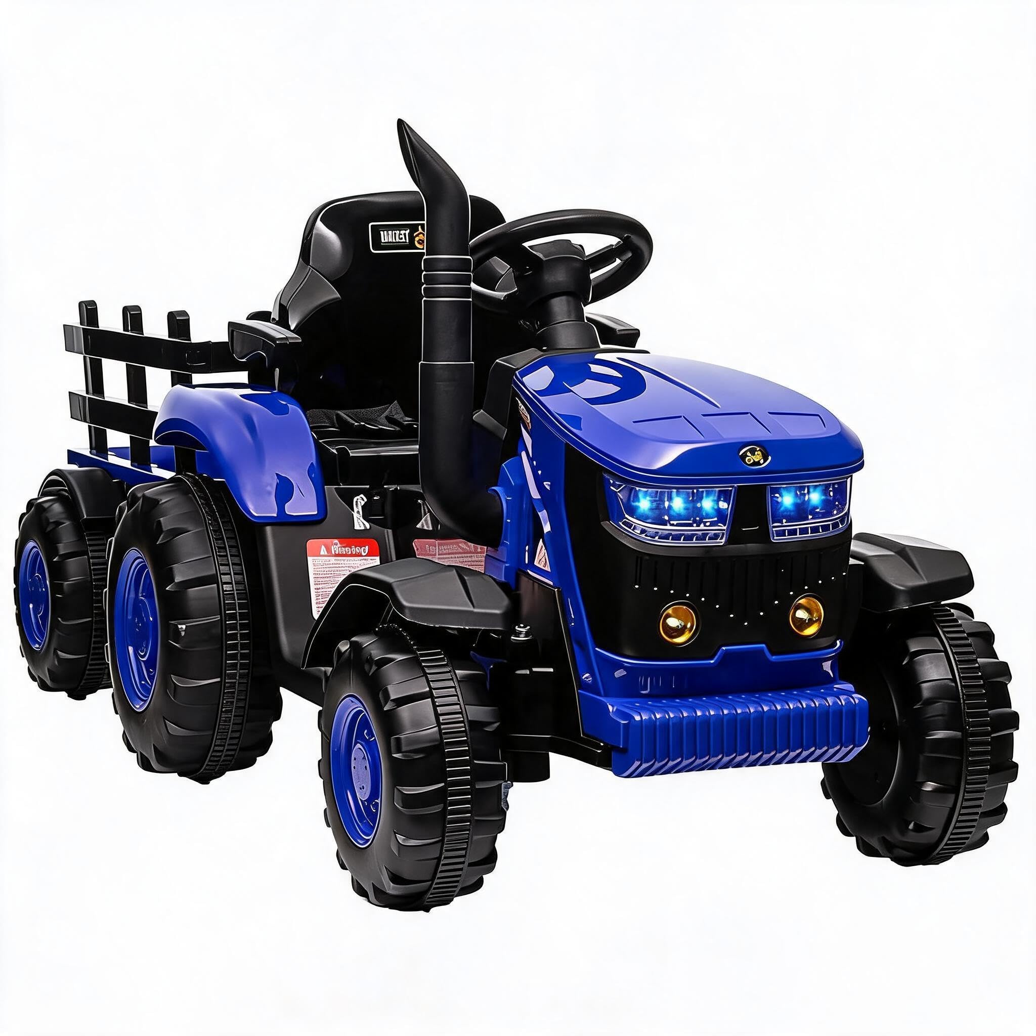 IDEALHOUSE 12V Elektro-Traktor Mit Abnehmbarem Anhänger, Kinder Elektroauto