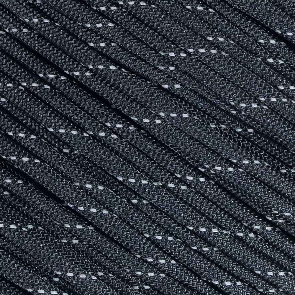 Fluorescent Reflective 550 Type III Guyline Tent Rope Camping Survival Cord High-Visibility Paracord- Rot and UV Fade Resistant (Reflective Black, 50 Feet)