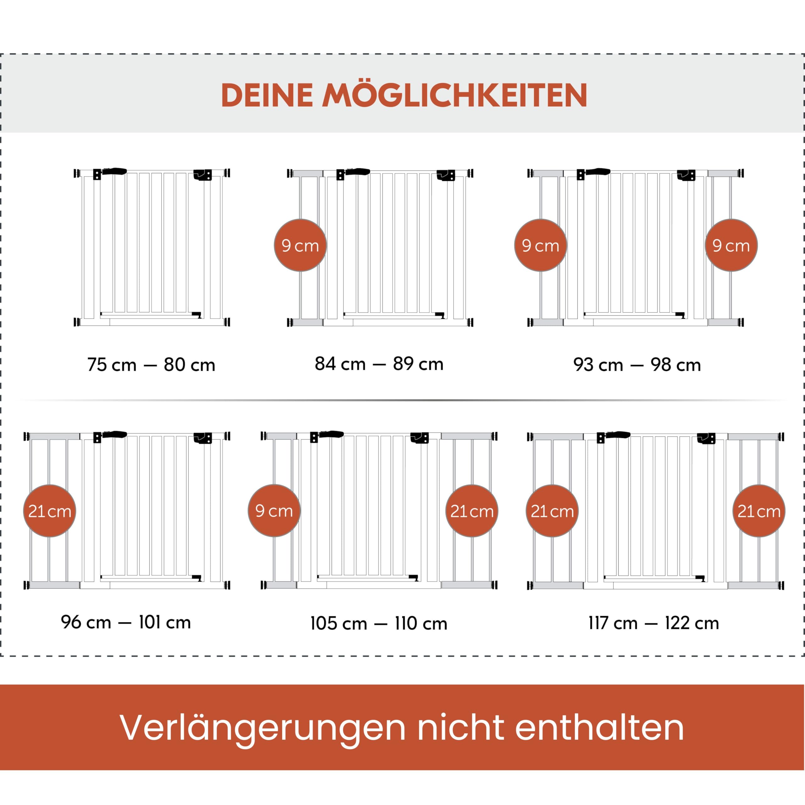 hauck Standard Türschutzgitter ohne Bohren ohne Verlängerung, Dark Grey | Verstellbare Breite von 75 bis 80 cm dank Stellschrauben, Absperrgitter ohne Bohren, Einhand Öffnung, Indoor Kinder & Hunde