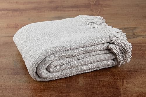 Miniatura 4 de Sticky Toffee Manta de algodón para sofá, 60 x 50 pulgadas, manta tejida bohemia gris con flecos, mantas texturizadas, manta decorativa gruesa y