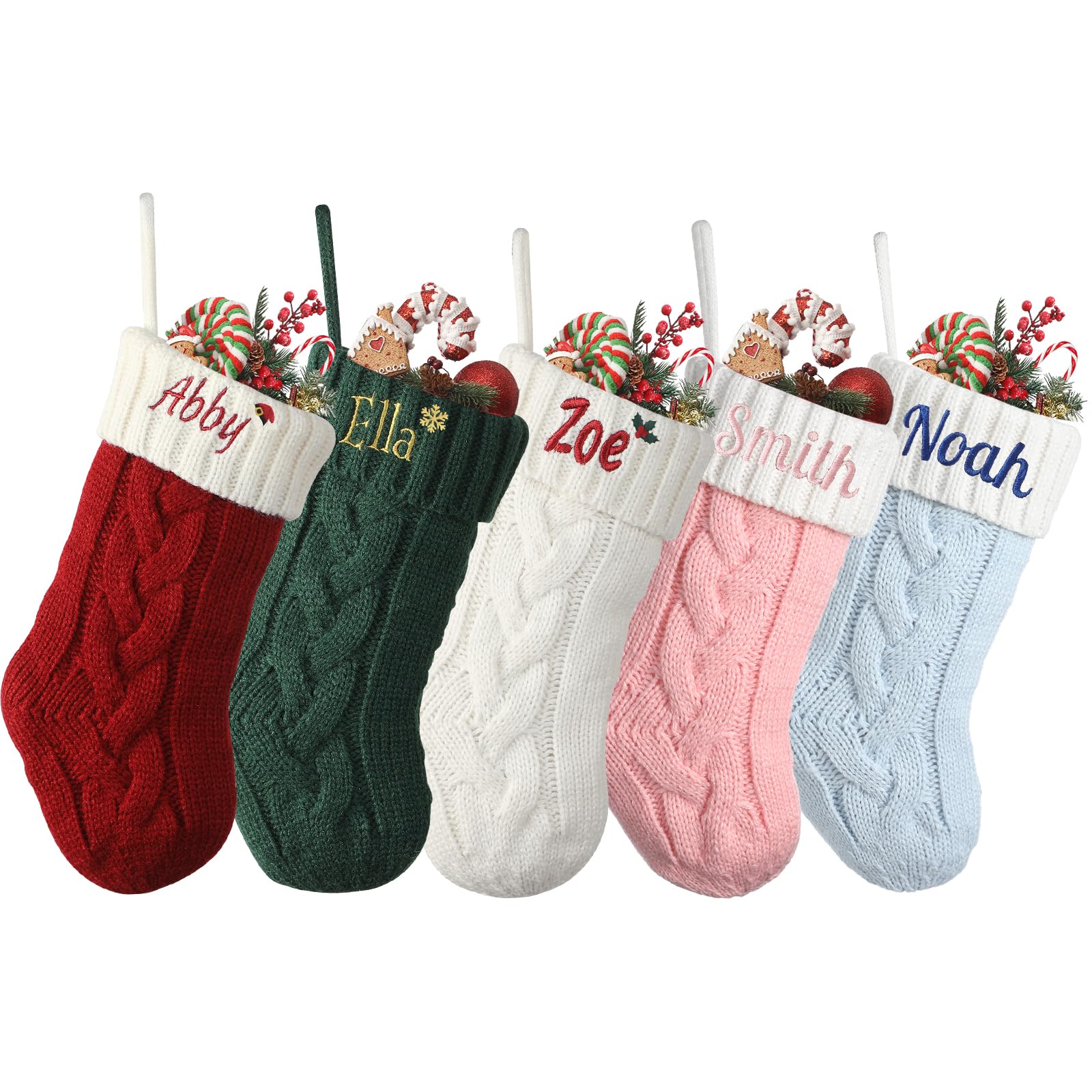 Personalised Mini Christmas Stockings, Knitted Xmas Stocking, 9” Small