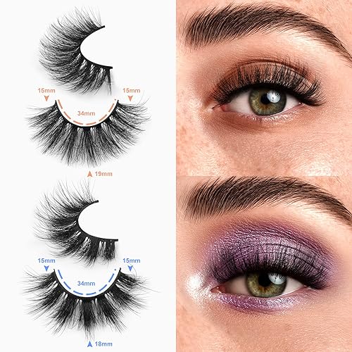 Miniatura 3 de Pestañas postizas de visón esponjosas de 0.51 pulgadas, pestañas postizas suaves dramáticas, paquete de 14 pares de pestañas