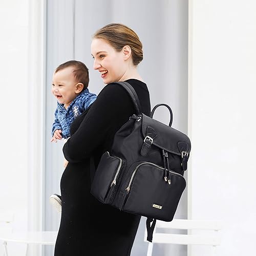 Miniatura 7 de Hafmall Mochila de pañales con ganchos para cochecito, pañaleras para bebe, mochila para pañales para mamá