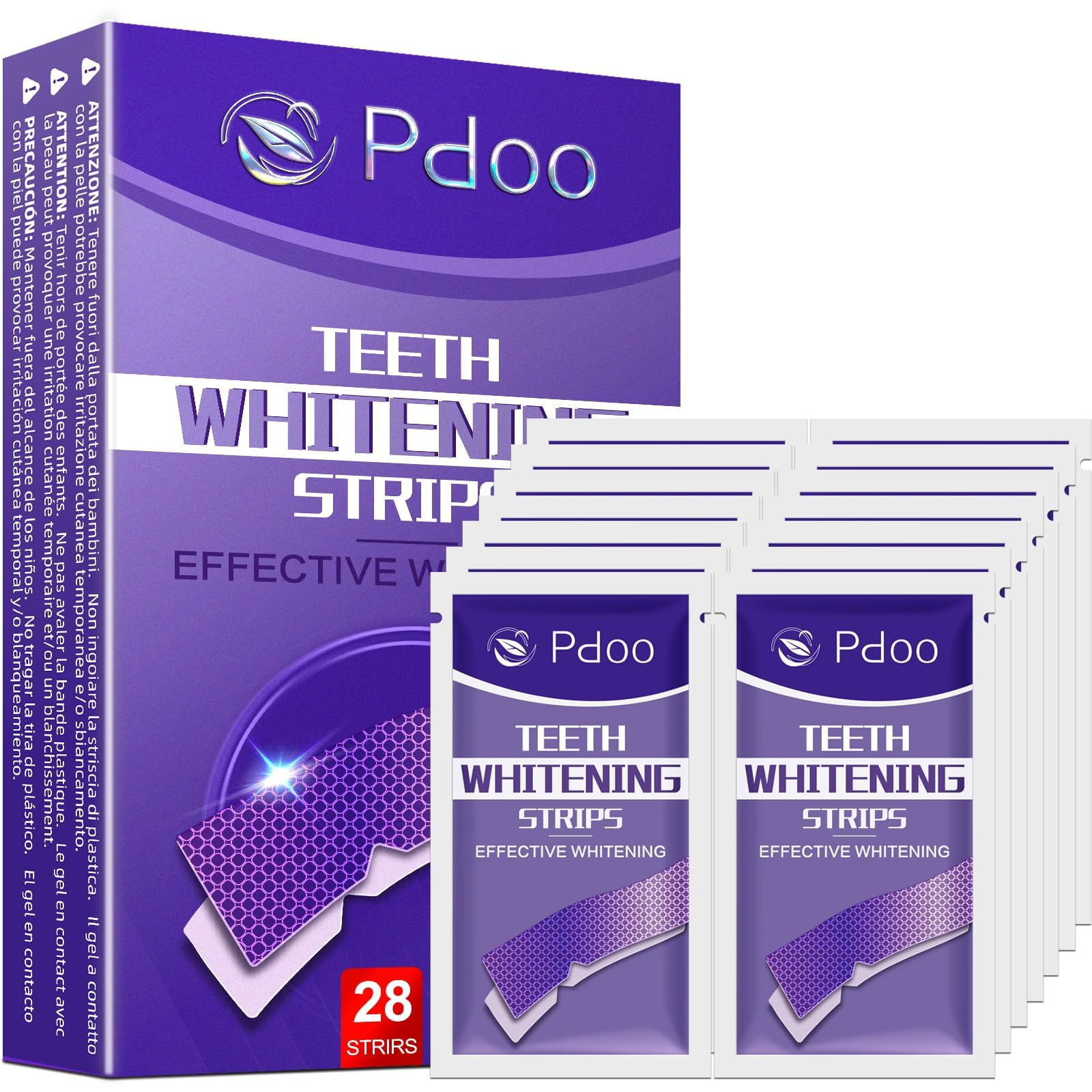 Teeth Whitening Strips 14 Treatments - 14 Days Treatment with Non-Slip &amp; Enamel-Safe &amp; No-Sensitivity, Teeth Whitening Kit for Coffee, Wine Stains Removal Fastly (28 Strips - Purple)