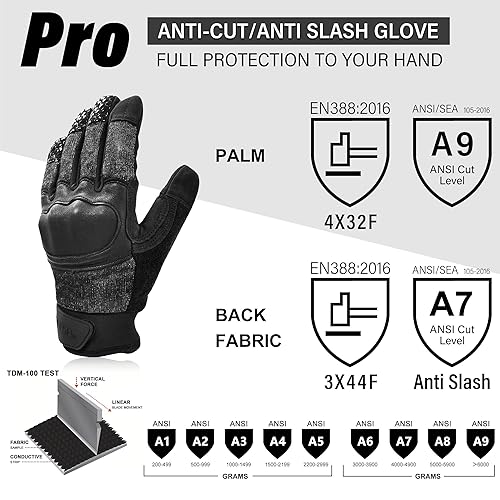 Miniatura 2 de Guantes resistentes a la aguja, punción de aguja, resistentes a los cortes ANSI A9 anticortebarra, pantalla táctil (un par, L)