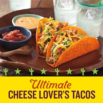 Old El Paso Nacho Cheese Stand 'N Stuff Taco Shells, 10 Ct, 5.4 oz | Bold Nacho Cheese Flavor, Flat-Bottom Shells Stand on Their Own, Gluten Free, Oven Ready At 325F