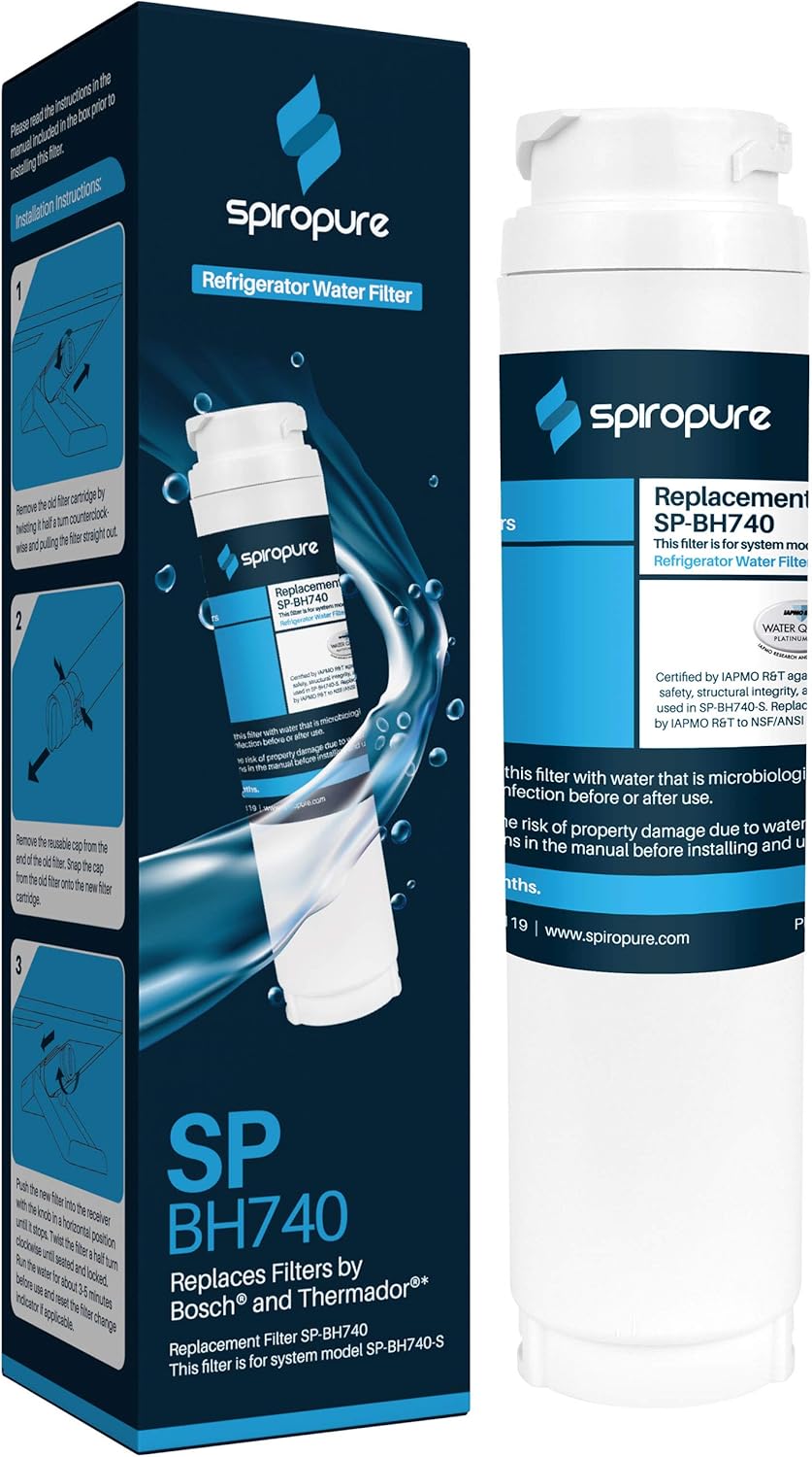 SpiroPure SP-BH740 NSF Certified Refrigerator Water Filter Replacement for Ultra Clarity, BORPLFTR10, 644845, REPLFLTR10, 9000194412, 740570, 00740560, 00740570, 9000077104 (3 Pack)