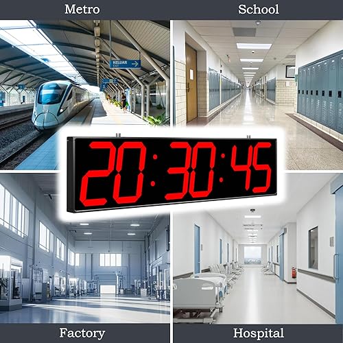 Vista 7 de Reloj digital de 28.4 pulgadas con pantalla grande, reloj colgante con pantalla digital grande de doble cara claramente visible, reloj LED