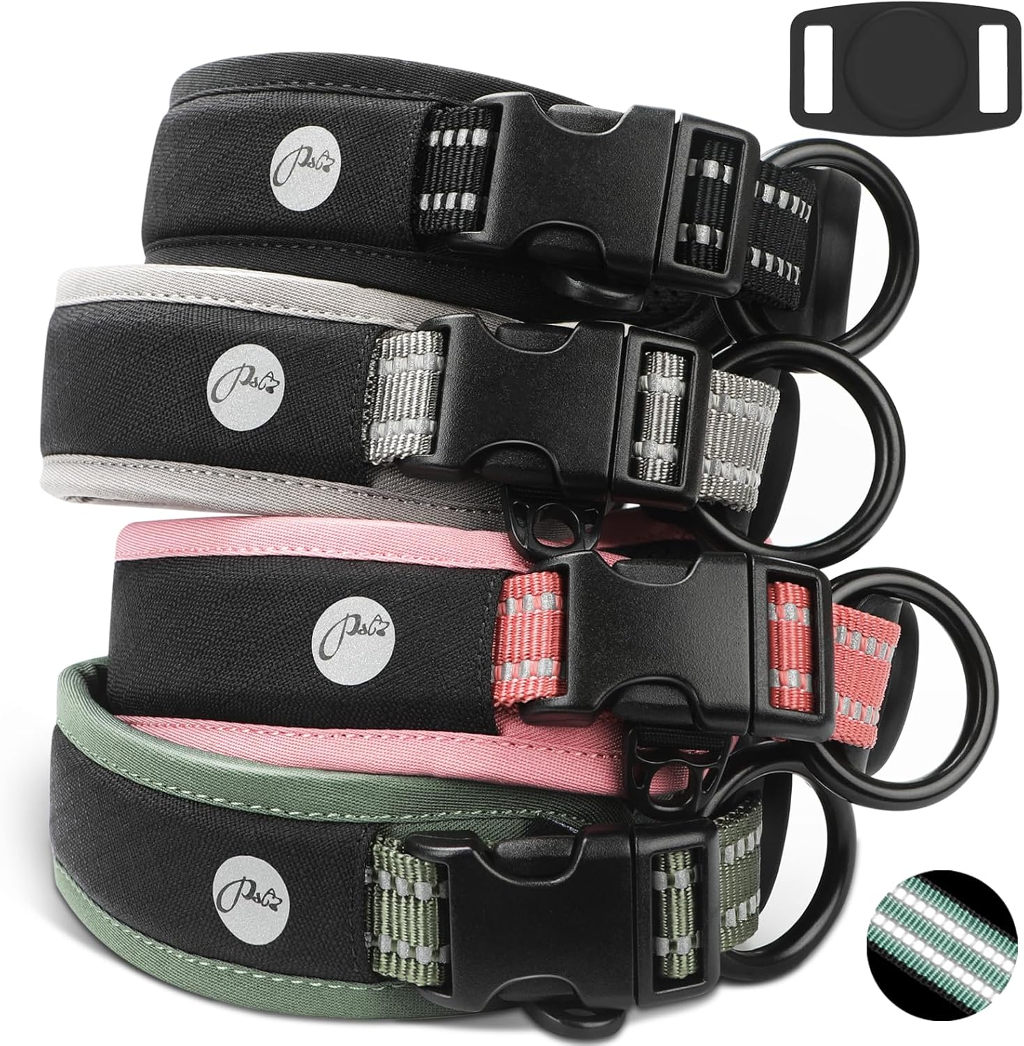 AirTag Dog Collar UltraDurable Adjustable Nylon with 3M