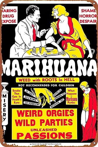 Marihuana Movie Poster Vintage Look Tin Metal Sign Wall Decoration 8x12 Inches