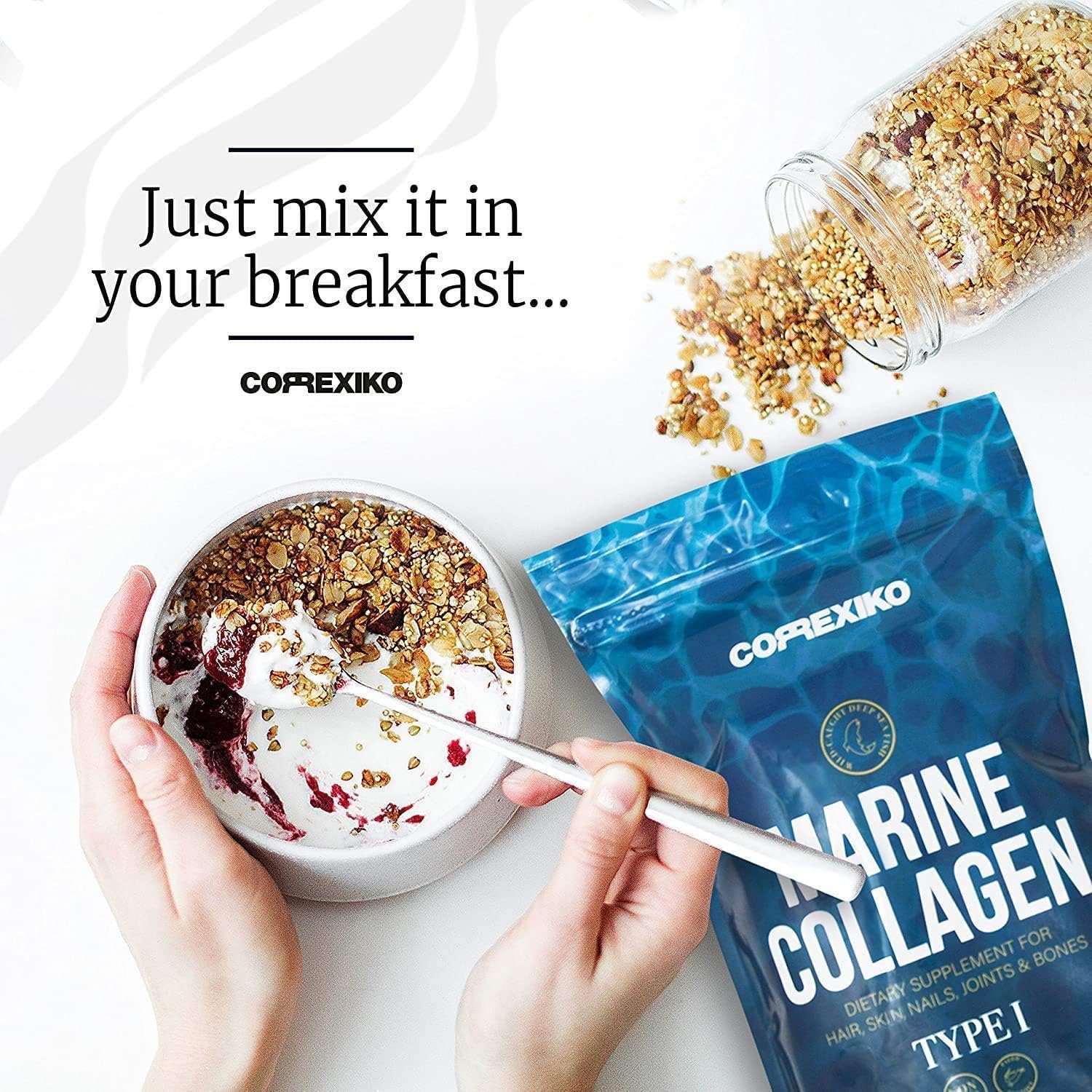 Marine Collagen Peptides Powder by Correxiko | Hydrolyzed Collagen Supplement for Joints, Skin, Hair, Nails and Digestion | Made in Canada from Wild-Caught Deep Sea Fish (1kg) : Everything Else