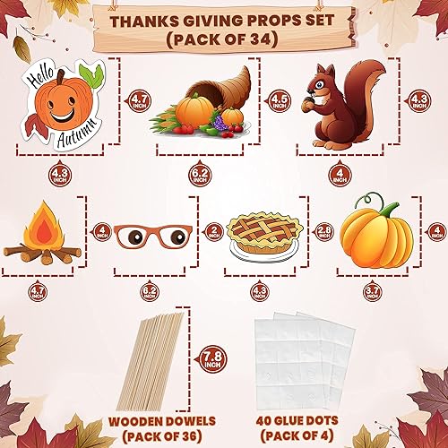 Miniatura 3 de KatchOn, Happy Fall Photo Booth Props  Paquete de 34  Accesorios para fotos de otoño  Accesorios de fotos de otoño  Accesorios para cabina de fotos