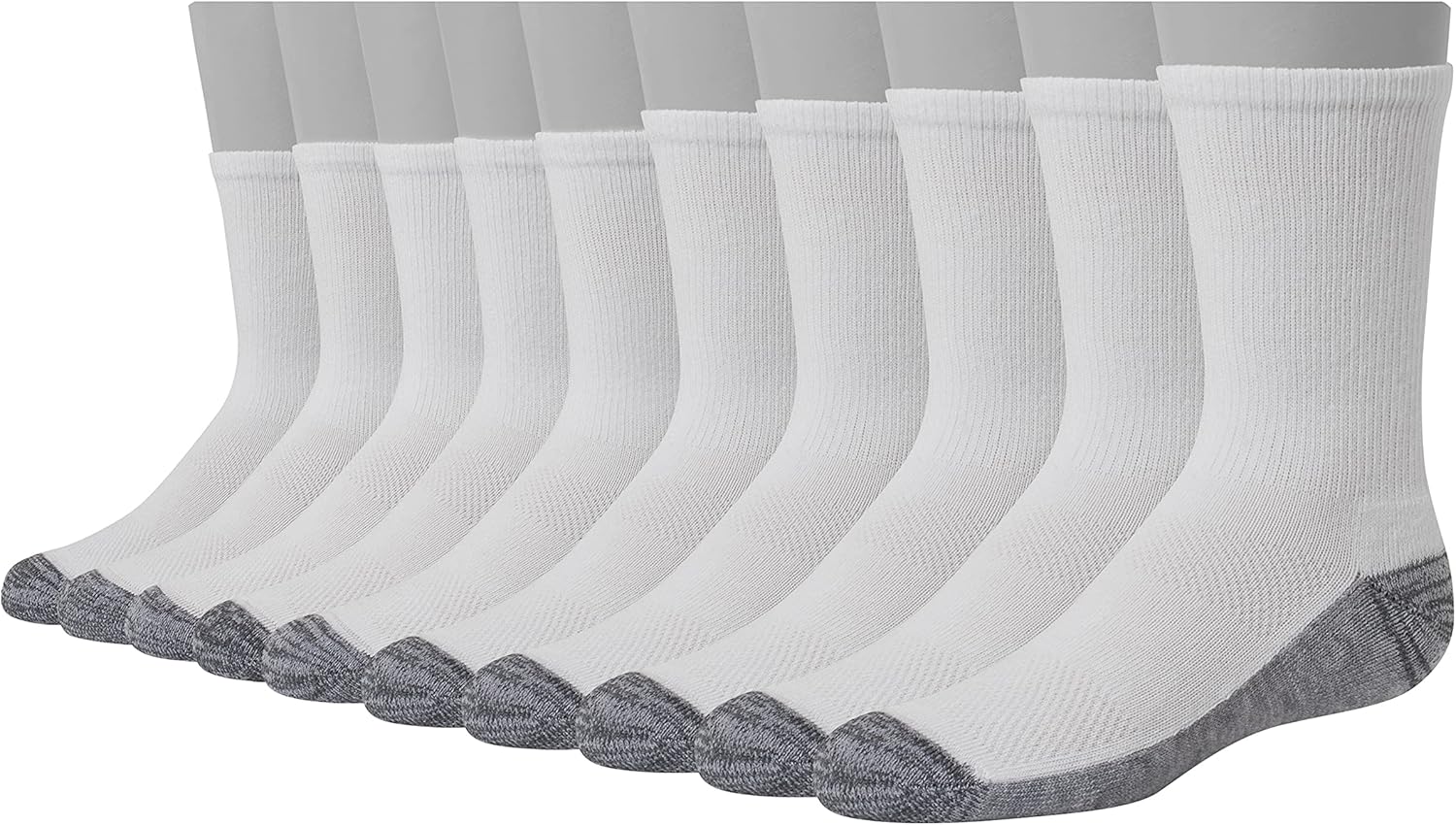 Hanes Ultimate Boys' Crew Performance Sport Socks, 10-Pair Packs