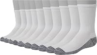 Hanes Ultimate Boys' Cushioned Crew Performance Sport Socks, 10-Pack - Double Tough, Breathable & Moisture-Wicking