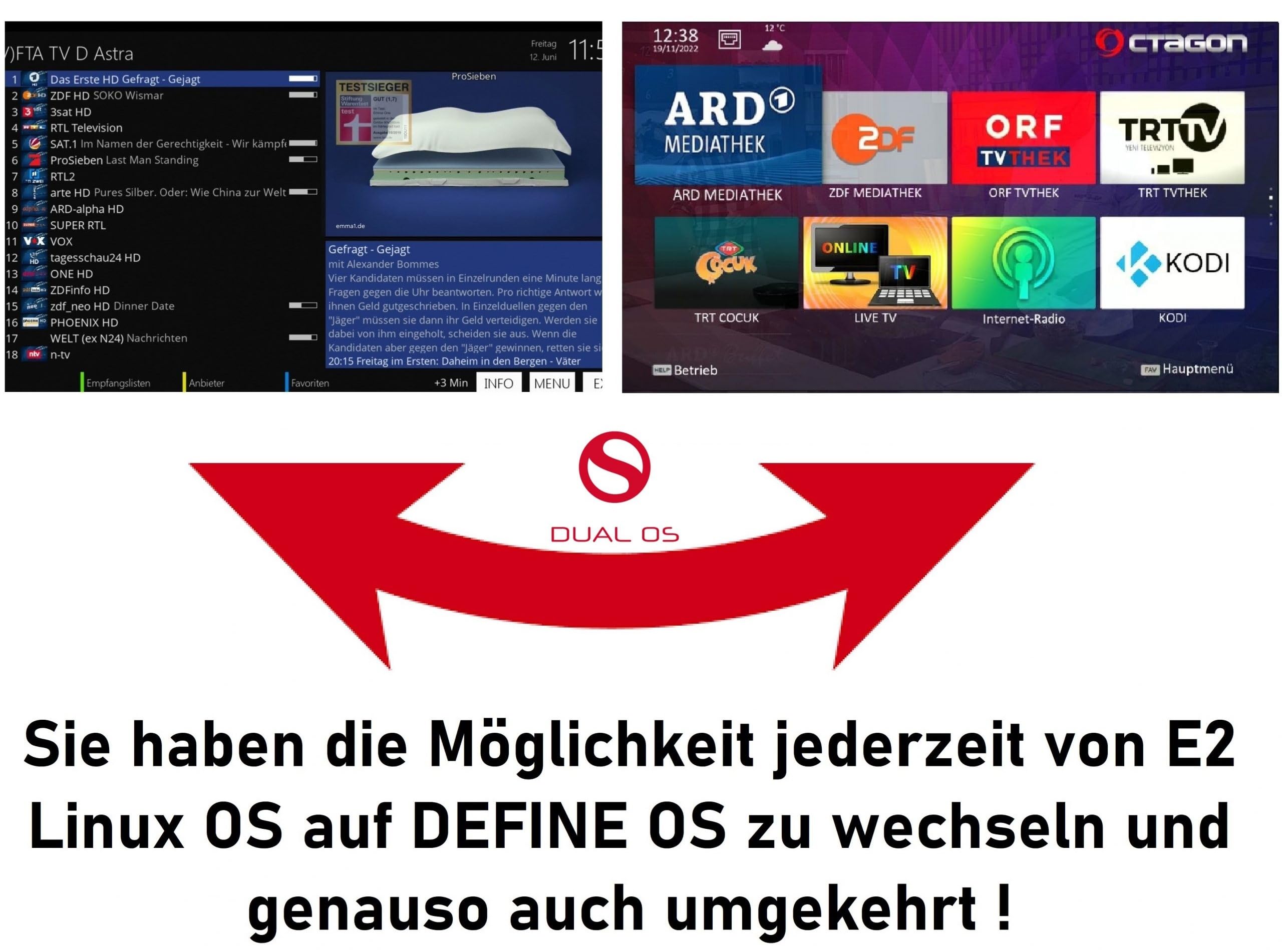 Octagon SF8008 UHD 4K Supreme Twin Sat Receiver, 2X DVB-S2X Tuner, E2 Linux & Define OS, mit Aufnahmefunktion, M.2 M Key, Gigabit LAN, Bluetooth, Kartenleser, Sat to IP, Multistream, WiFi WLAN