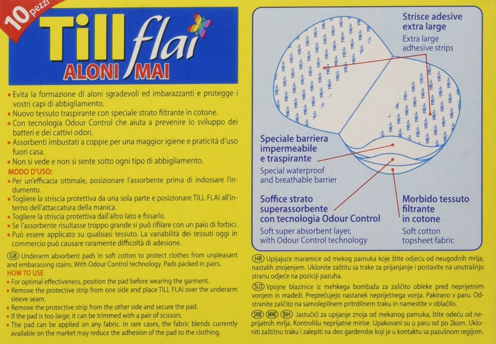 Till Flai Assorbente Ascellare - Pacco da 10 Pezzi