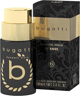 Bugatti Dynamic Move Intense Parfum para hombre 100 ml I Eau de toilette ámbar especiada I Perfume para hombre con matices de limón, coco, pachulí, vainilla y sándalo I Perfume soberano