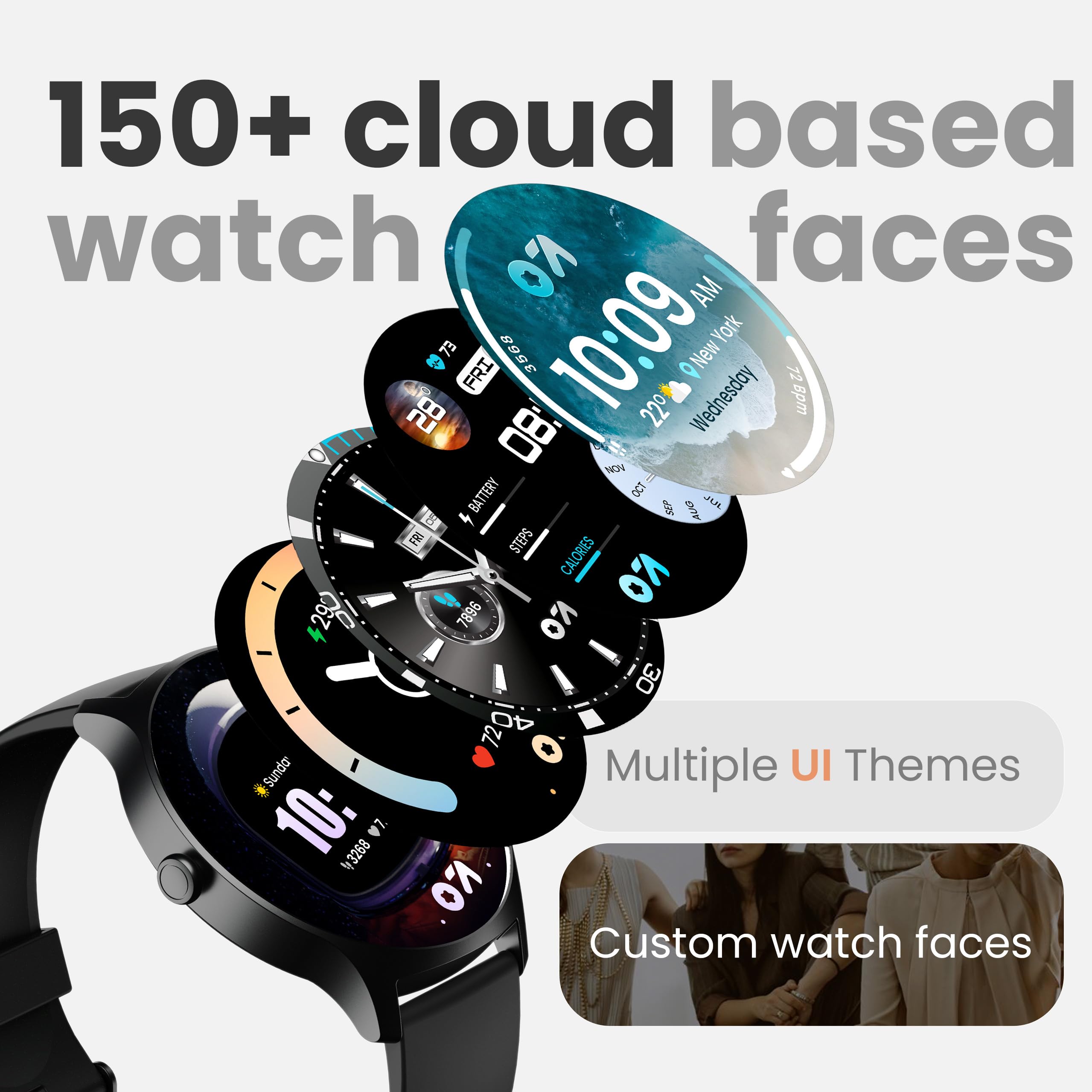 Boult Rover Pro Smart Watch 3.0 cm AMOLED, połączenia Bluetooth, IP68, ramka ze stopu cynku, jasność 1000 nitów, asystent głosowy AI, monitorowanie SpO2, smartwatch z trybem sportowym 120+ (Ash Black)