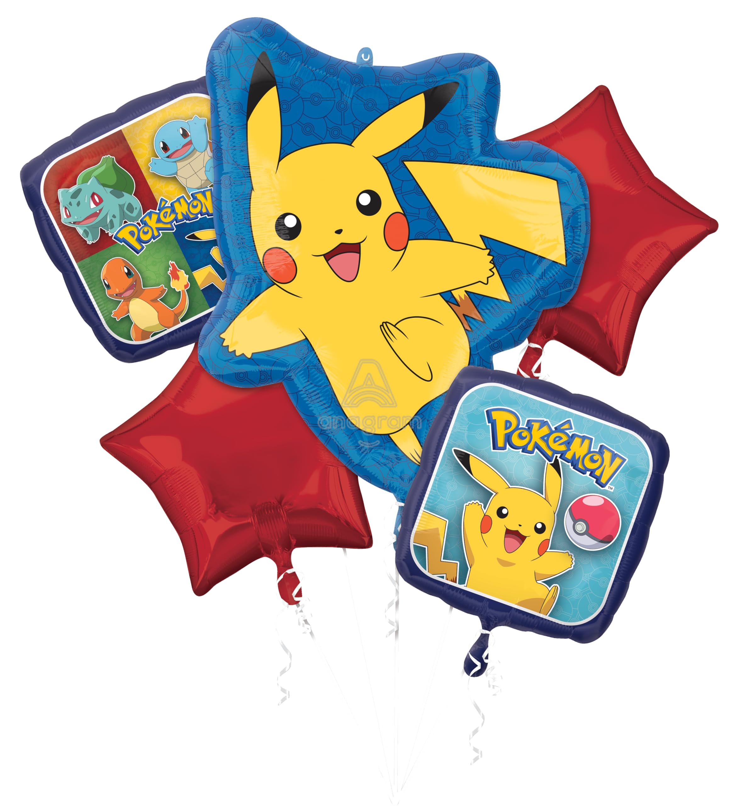 Anagram Pokémon Foil Balloon Bouquet 5 Piece Set – Perfect for Kids’ Birthdays and Themed Parties
