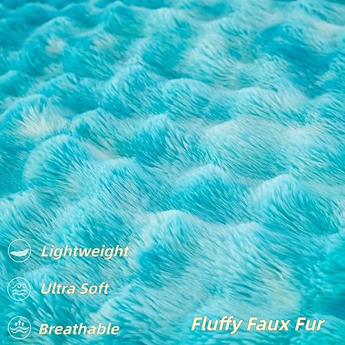 Miniatura 55 de SUCSES Faux Fur Duvet Cover Set Twin Size, Tie Dye Rainbow Plush Shaggy Girls Bedding Set, Soft Velvet Fluffy Fuzzy Ombre Comforter Cover Set