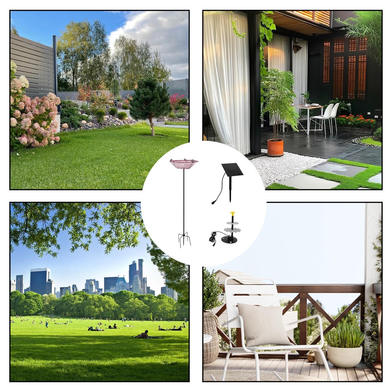 Generisch Vogeltränke mit Solar-Springbrunnen,Spatzen-Tränke | Gartendeko Spatzenbad - für Gärtner und Naturliebhaber, Hinterhof, Terrasse, Deck, Hof, Rasen, Vorgarten, Balkon, Park und Schule