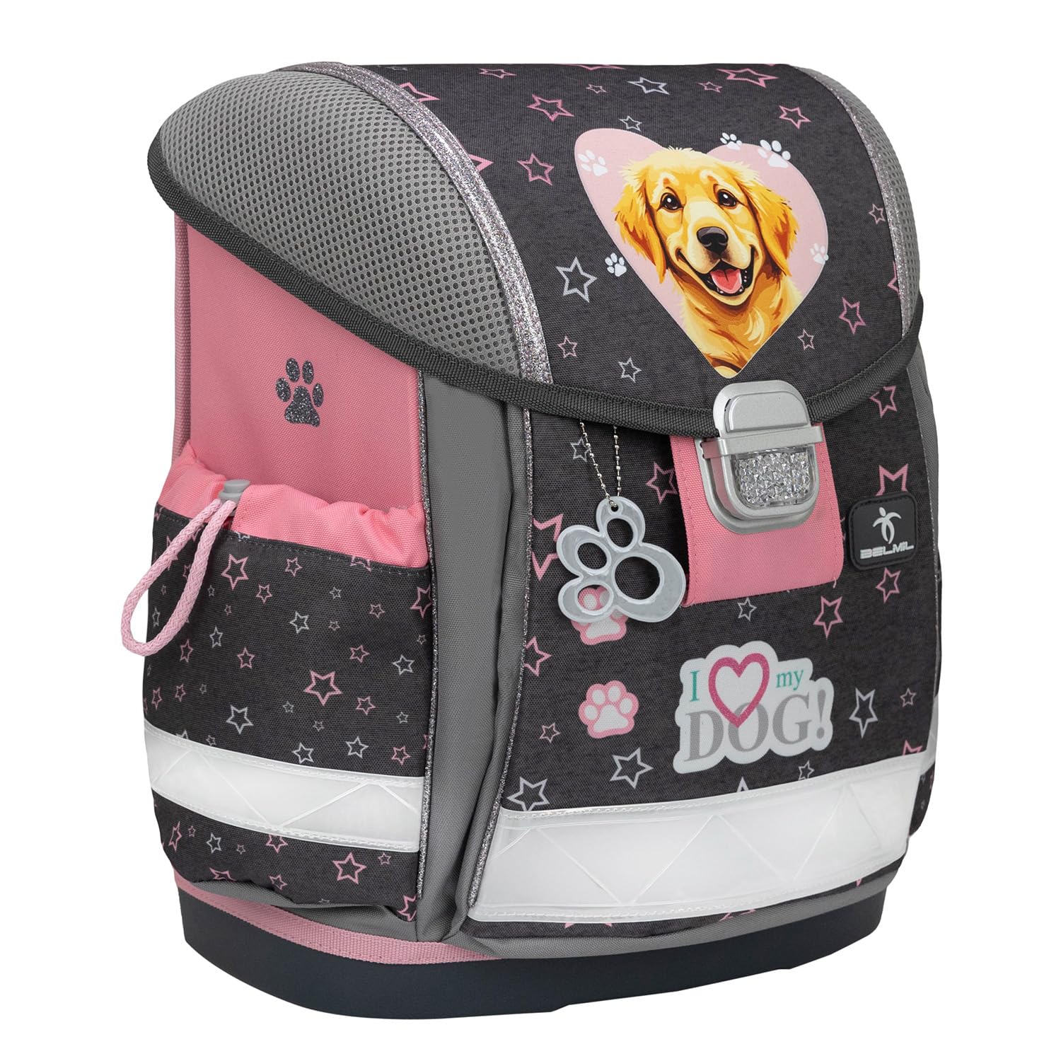 Belmil Classy tornister szkolny zestaw 5-częściowy z ponczo przeciwdeszczowym (403-13/AG/S/RP) (Starry Paws)