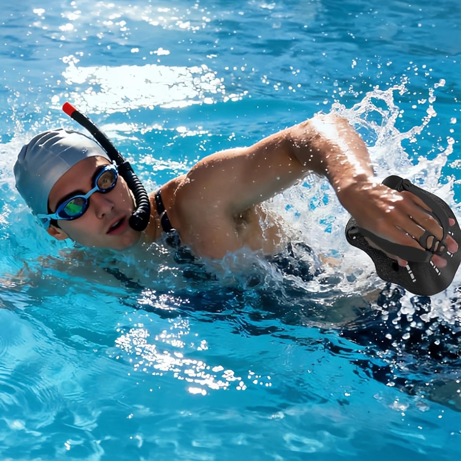 Palas de natación con Correas Ajustables - Ayuda para Entrenamiento de Fuerza - Equipo de Ejercicio de Piscina