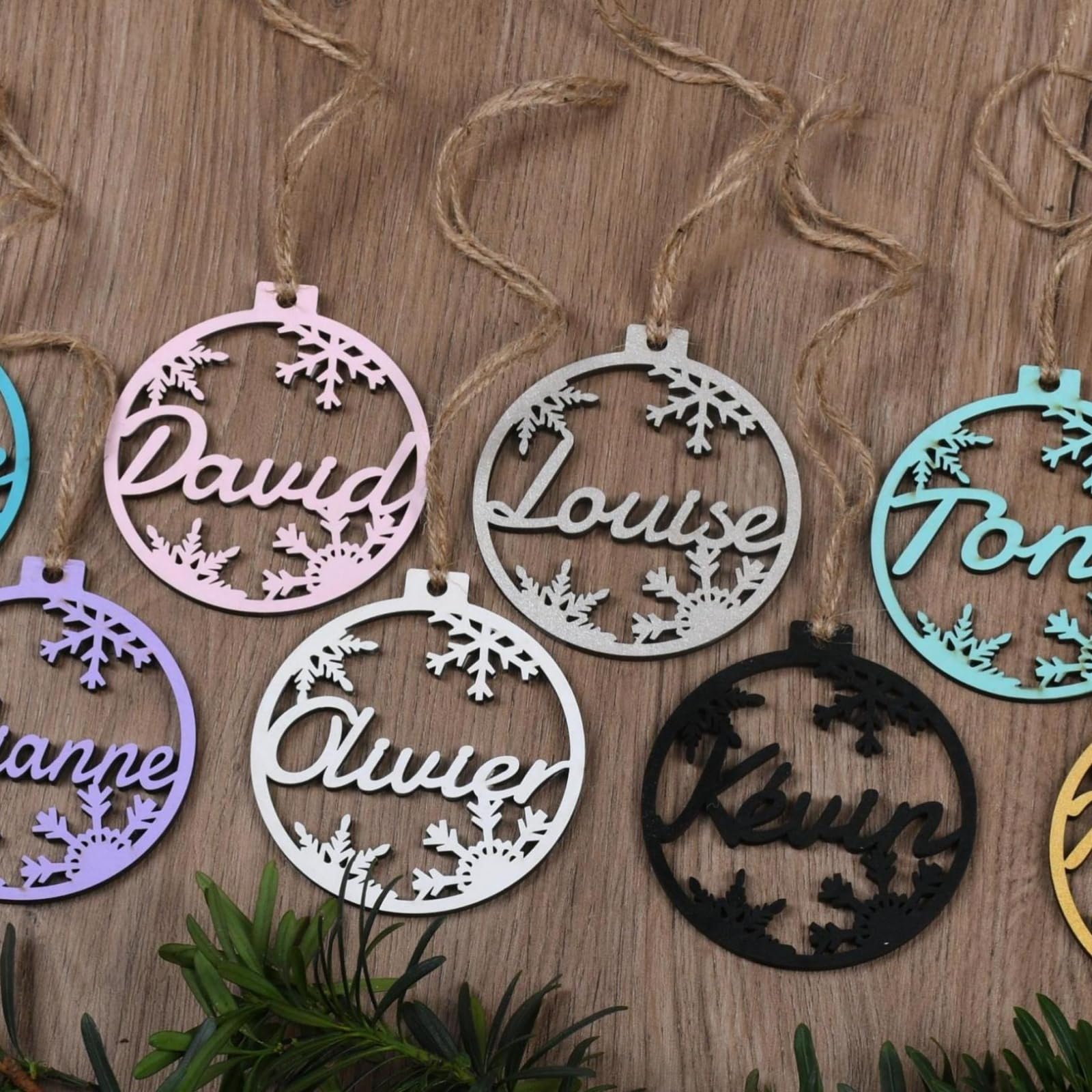Personalisierte Holz-Namensdekoration, individuelle Weihnachtsdekoration, personalisierte Ornamente für Weihnachtsbaum, Holzanhänger, Dekoration, hängende Weihnachtsstrumpf-Anhänger, Geschenkanhänger