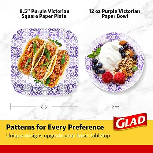 Miniatura 7 de Glad - Platos de papel desechables cuadrados para todas las ocasiones