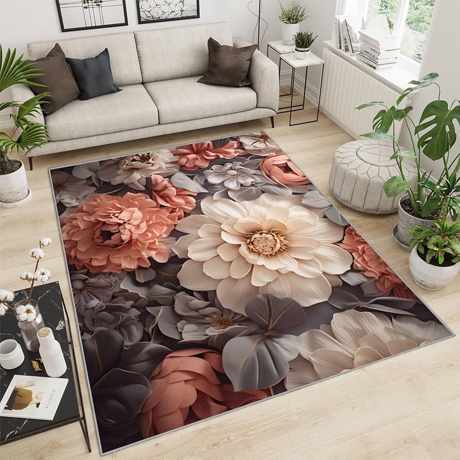 Amazon.com: Floral Rug - 3 x 4 ft, Blooming Flower Area Rug
