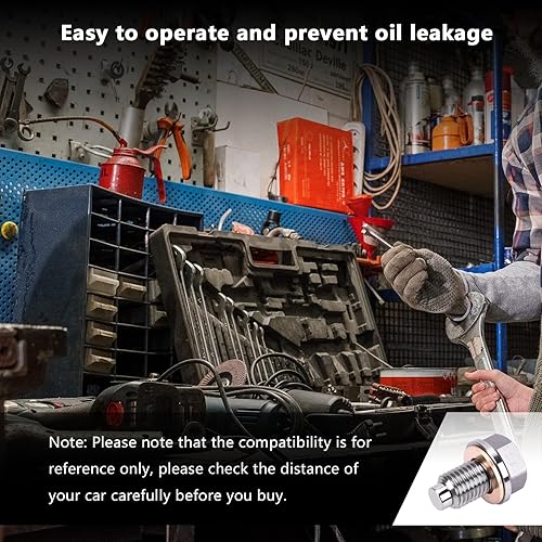 Miniatura 5 de Kewucn Tapón de drenaje de aceite magnético, tapón de drenaje de aceite de acero inoxidable M12 × 1.75 con 5 arandelas de cobre, artesanía de