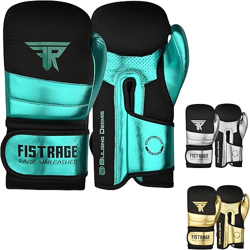 FISTRAGE - Guantes de boxeo de cuero metálico para entrenamiento de artes marciales mixtas Muay Thai Kick Boxing Sparring Heavy Bag Guantes de