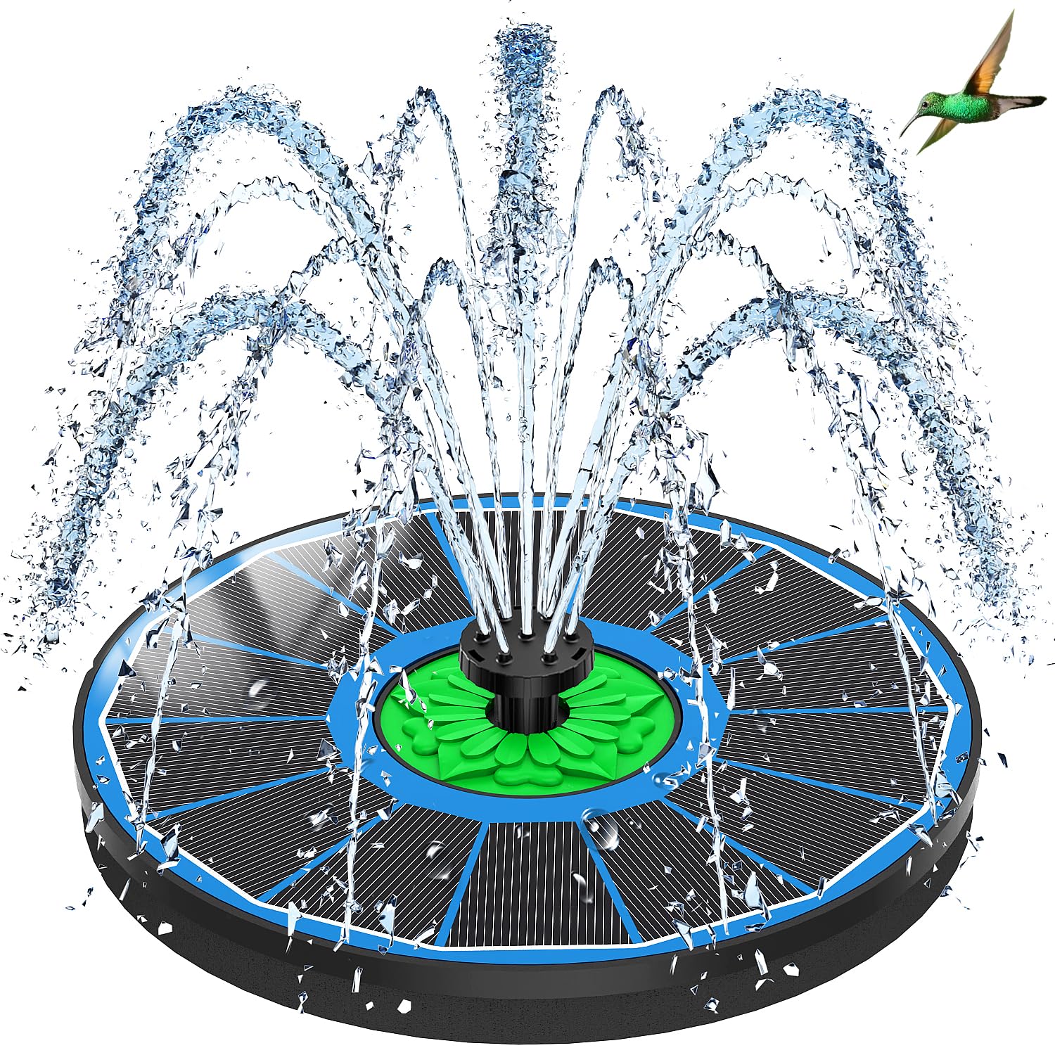 SZMP 3.5W Solar Springbrunnen für Außen mit Rotierende Stange, 2026 Upgrade Glas Solar Teichpumpe, Verstellbare Wasserhöhe, Solarbrunnen mit 8 Effekte Solar Schwimmender Solarpumpe für Garten, Teich