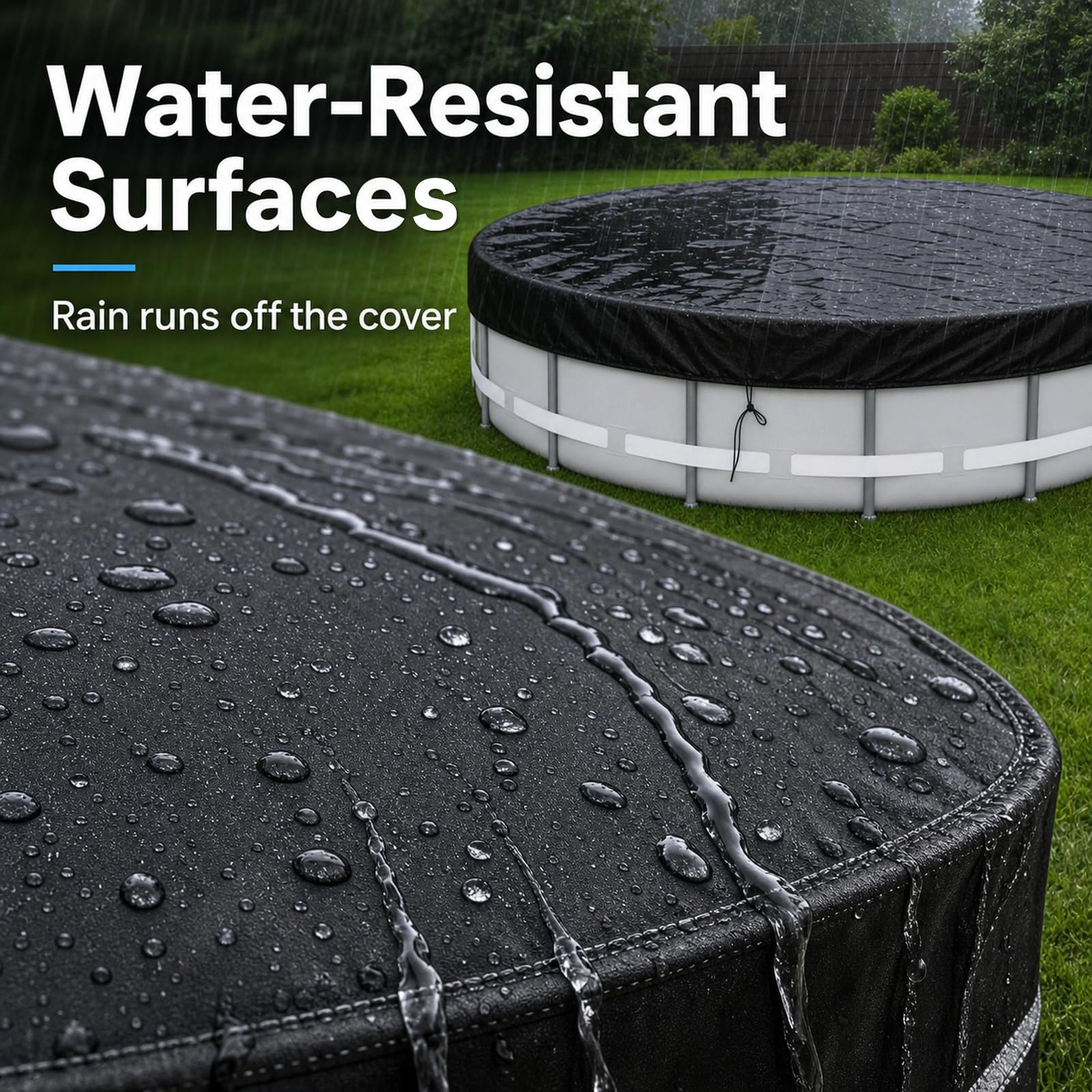 Cubierta de Piscina de Invierno Redonda,Cobertor para Piscinas Desmontables,Fundas Paras Piscinas Plegable,Protección UV,Impermeable,para su Uso en veranos e Invierno