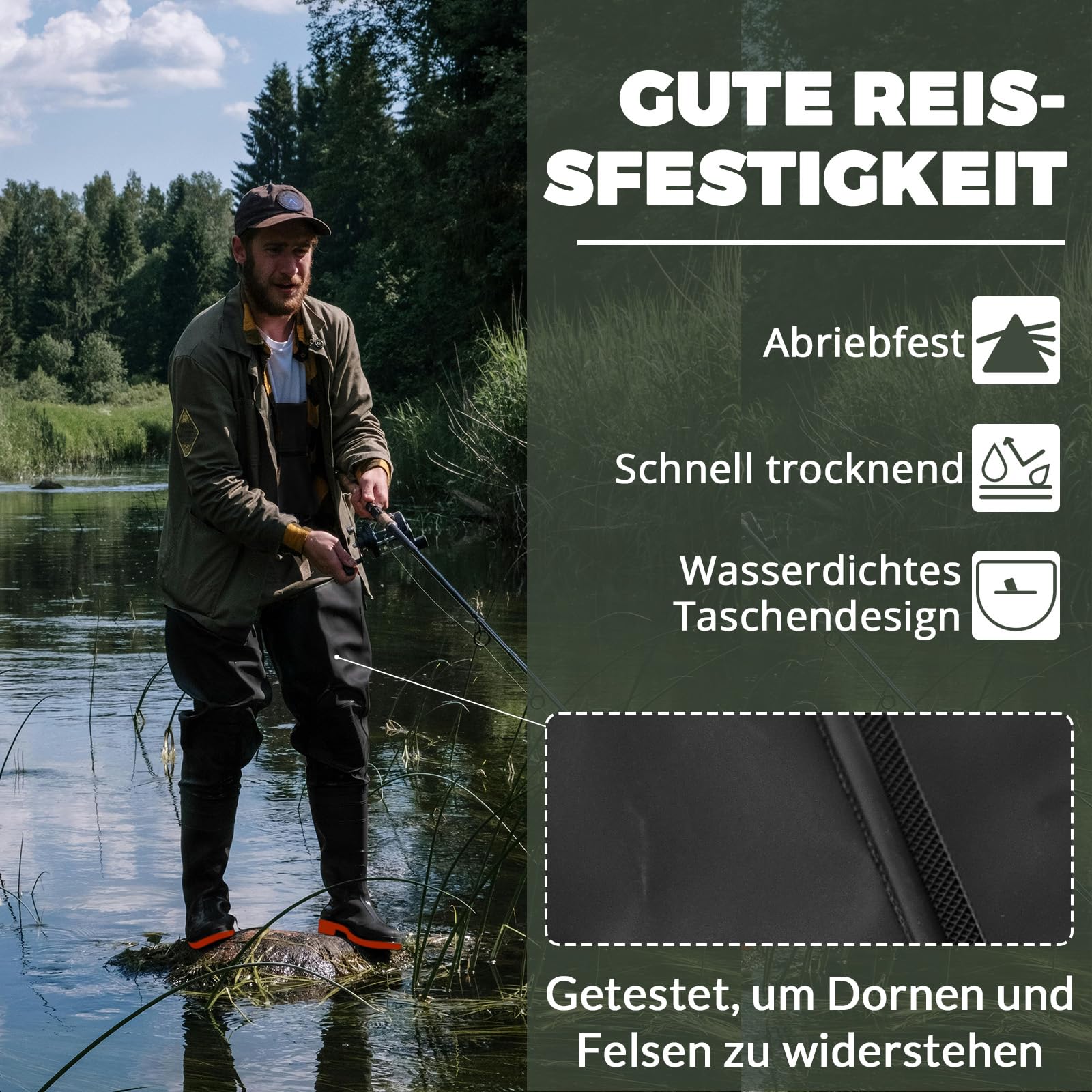 YOOHBERRYS Wathose Herren Damen, Angelhose für Erwachsene mit Stiefel, Atmungsaktive Wasserdicht Wathose für Angeln für Sport Angelliebhaber, Angeln, Wassersport, Outdoor Aktivitäten