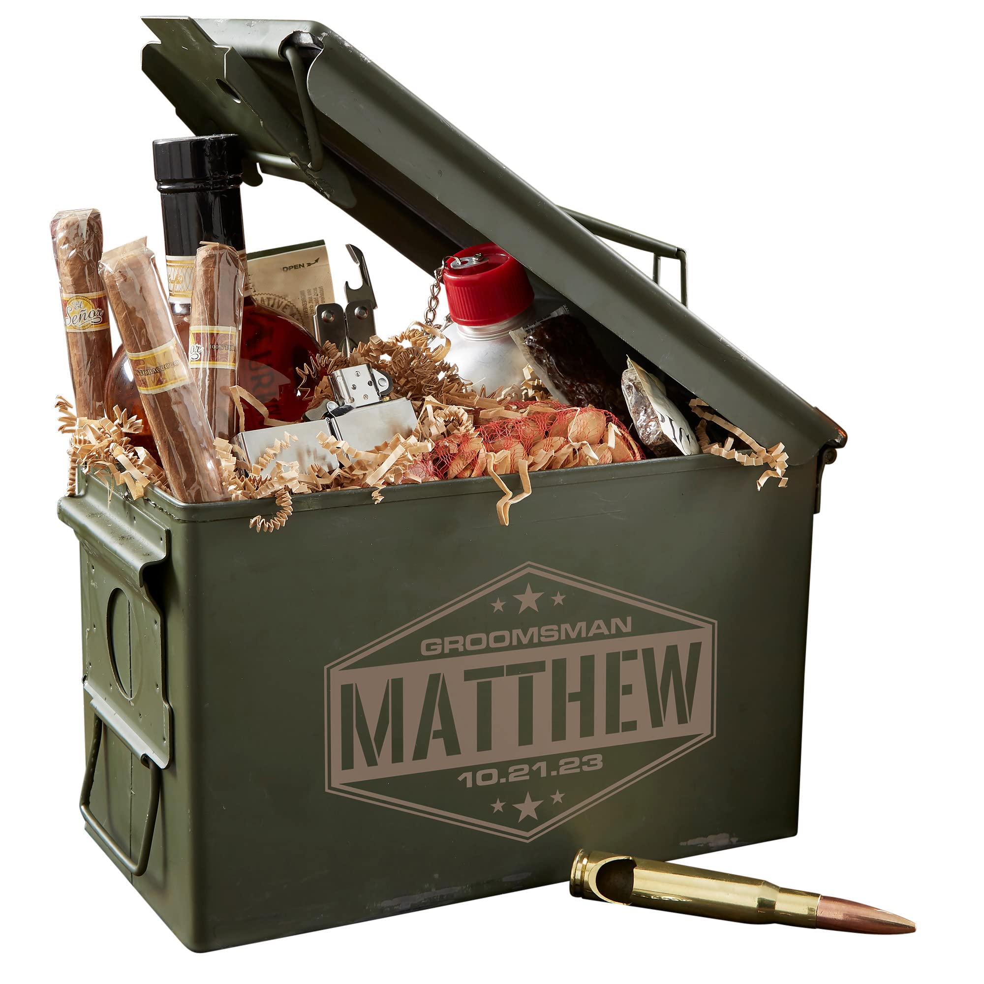 Personalization Universe Five-Star Groomsman Personalized 30 Cal Ammo Can - Premium Ammo Storage Box for Wedding Gifts - Durable Ammo Crate - Ideal Military Surplus Hunting Accessories