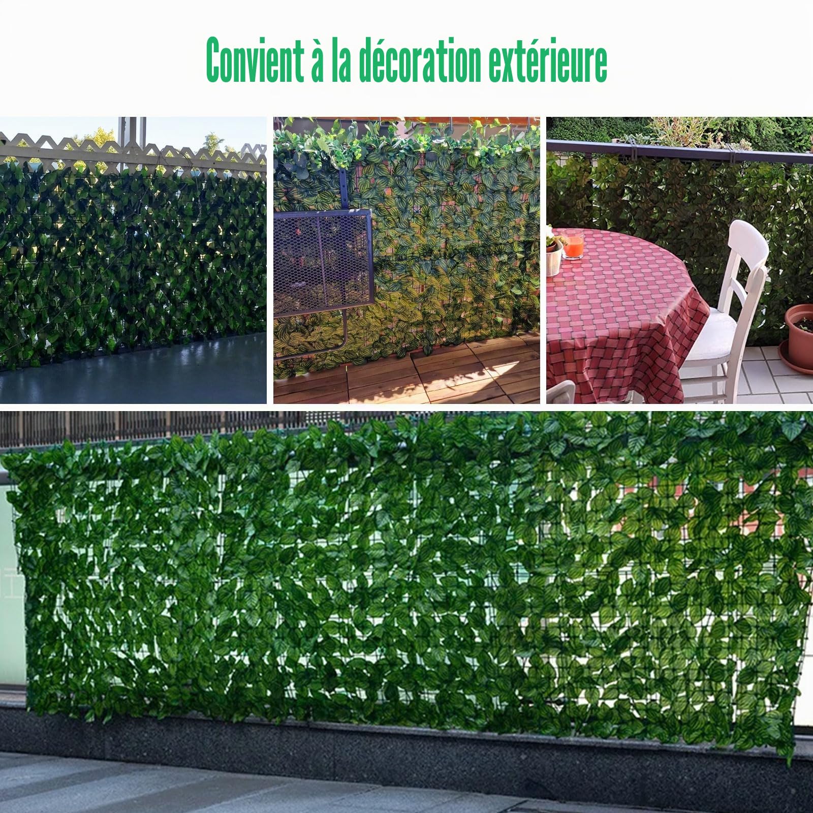 Haie de lierre artificiel Brise-vue 100 x 600 cm Lierre Brise-vue Balcon Feuilles Brise-vue Haie artificielle