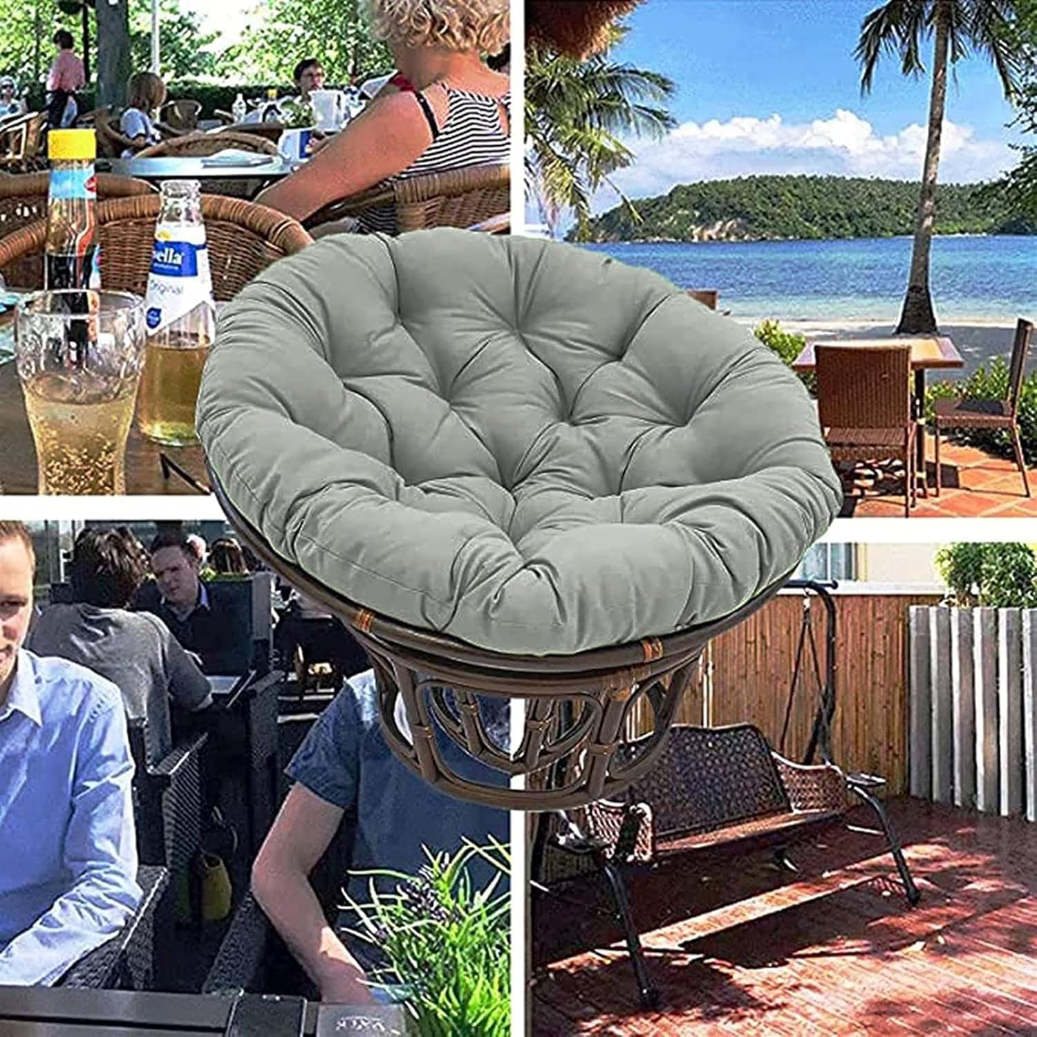 アウトドア用ラタンエッグチェアクッション 詰め物入りラウンドシート