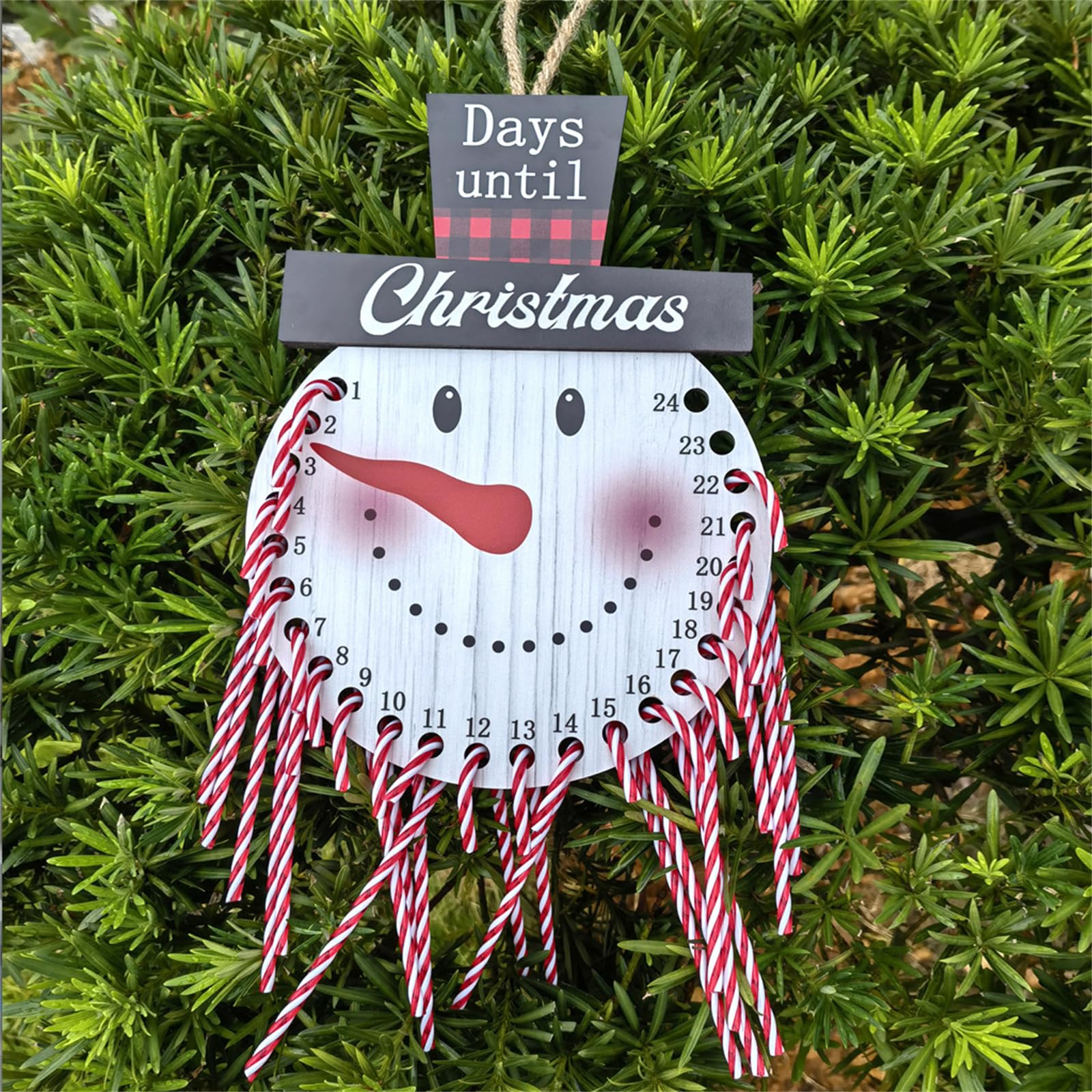 Calendario dell'Avvento natalizio con bastoncini di legno da appendere alla parete, per conto alla rovescia, decorazione per bambini