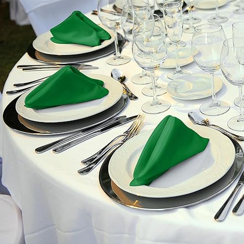 Miniatura 6 de ANECO 12 servilletas de satén suaves para cena, cuadradas, 17 x 17 pulgadas, para restaurante, boda, fiesta, cena (verde bosque)