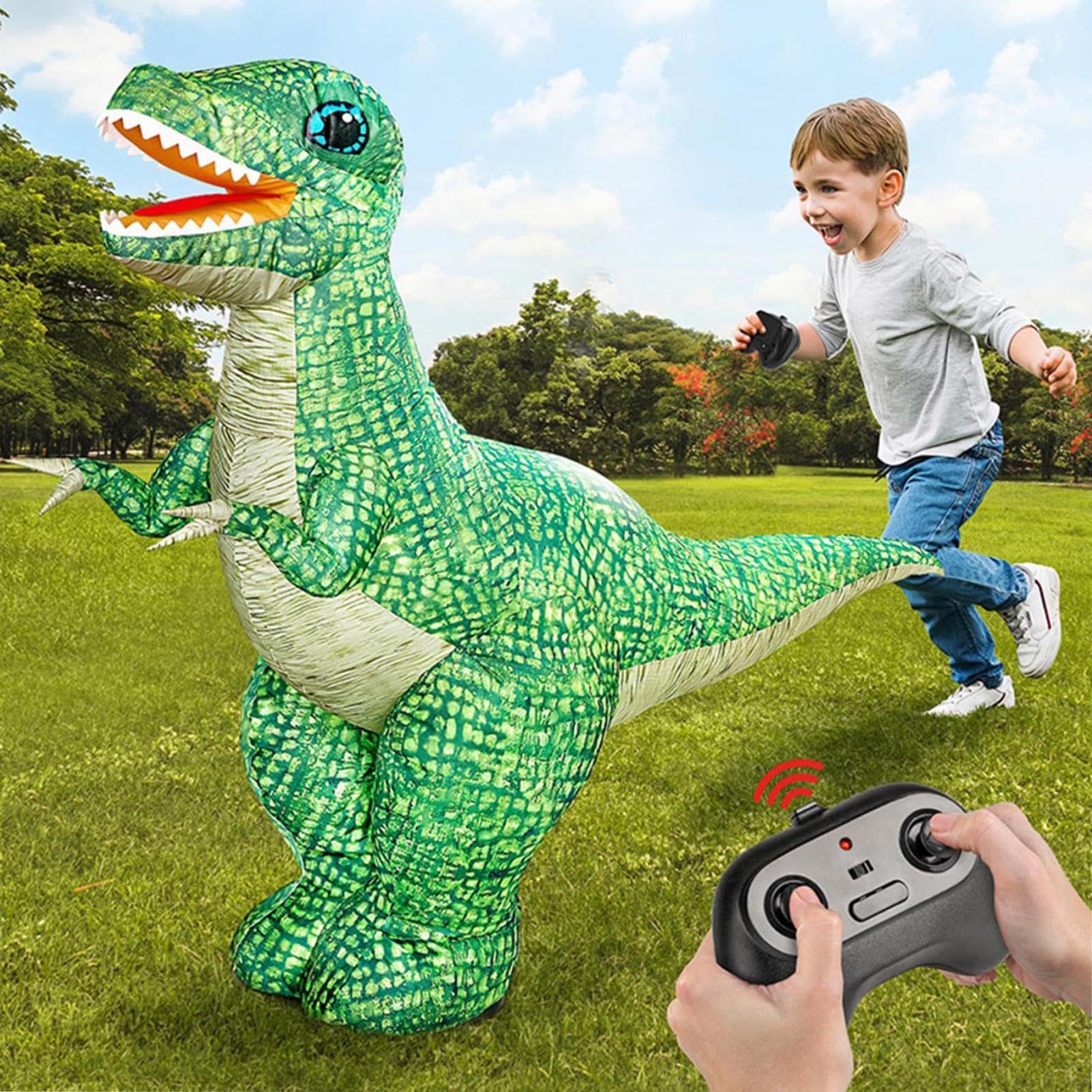 Dinosauro Gonfiabile Telecomandato – Camminata Elettrica Rotazione A 360° | Dinosauri Giocattoli Avanti Indietro Per Bambini 6-12 Gioco All'aperto Al Coperto Festa Di Halloween Compleanno Natale