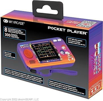 My Arcade Data East Pocket Player: 308 Önceden Yüklenmiş Retro Oyunlarla Taşınabilir Oyun Sistemi, 2.7 inç Renkli Ekran, Hoparlörler (DGUNL-4127),Mor