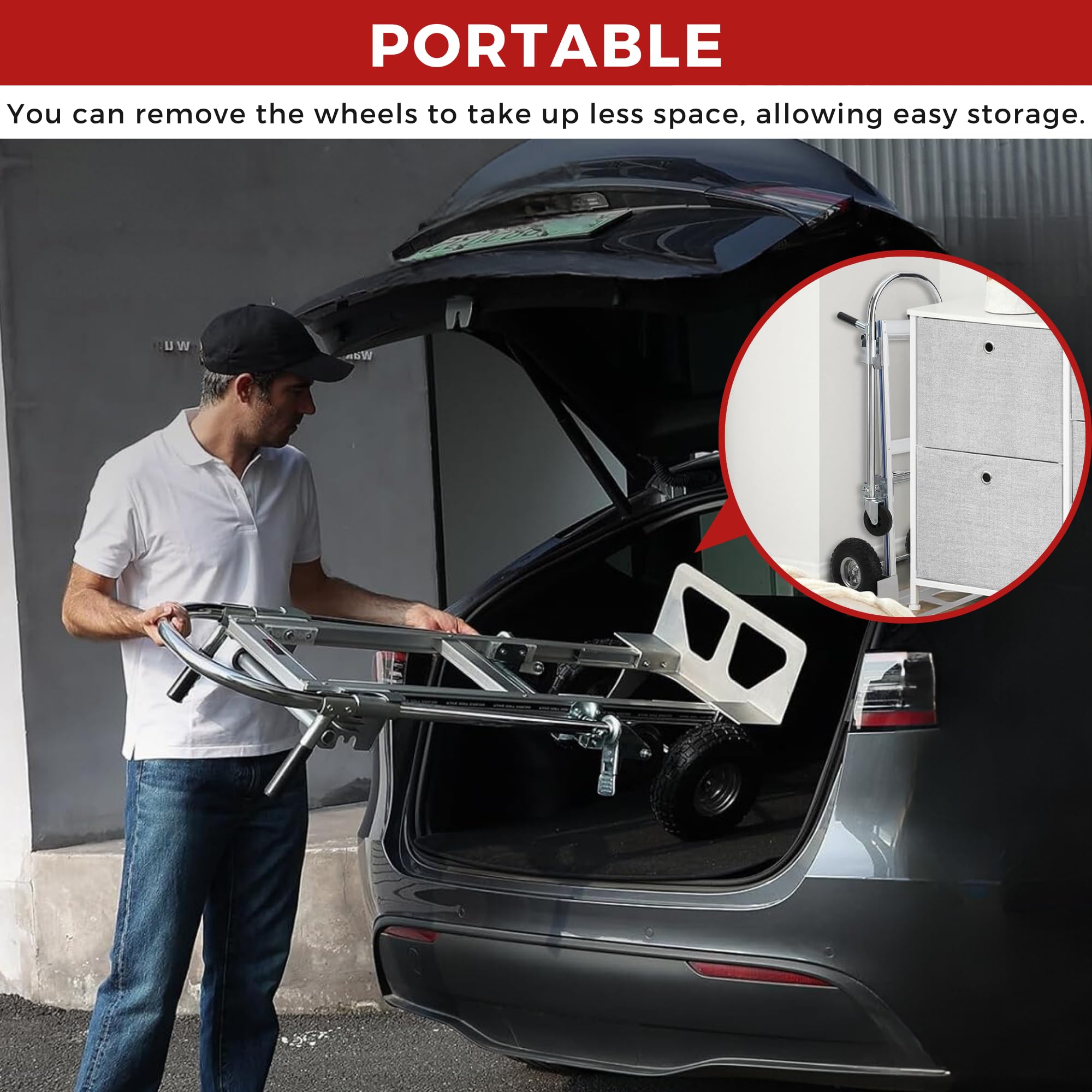 Carretilla de Mano de Aluminio 2 en 1. Carrito de Transporte con 4 Ruedas, Convertible en Plataforma o Carro de Mano, Capacidad de 350kg. Carro de Carga Plegable para Almacen, Mudanza. | 4 Ruedas, Convertible en Plataforma o Carro de Mano, Capacidad de 35